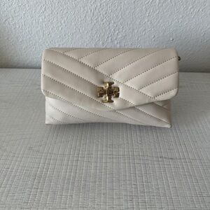 Tory Burch Beige Quilted Clutch